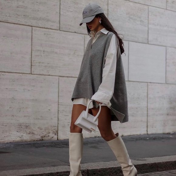 Storets Lyla Oversized Knit Vest Gray S/M - Picture 3 of 16